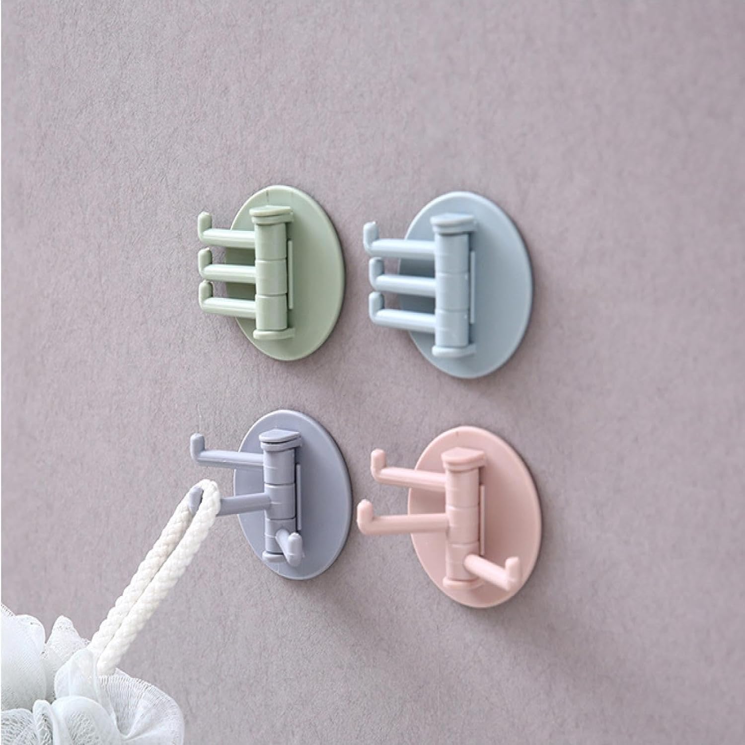 4142 Sticky Hook Household Strong Punch-Free Hook, 180°Foldable Multi-Function Rotatable Hook with 3 Hooks, Suitable for Bathroom, Kitchen, Office (1 Pc) 4142 Sticky Hook Household Strong Punch-Free Hook, 180°Foldable Multi-Function Rotatable Hook with 3 Hooks, Suitable for Bathroom, Kitchen, Office (1 Pc)